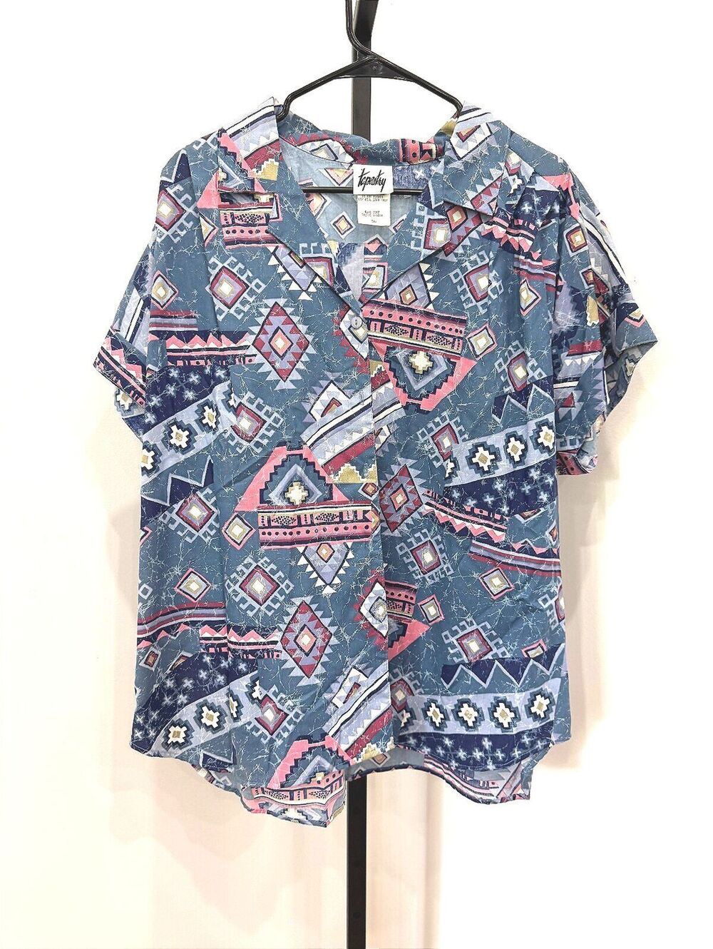 NWT Tapestry Casual Short Sleeve Shirt with Geometric Pattern 20W